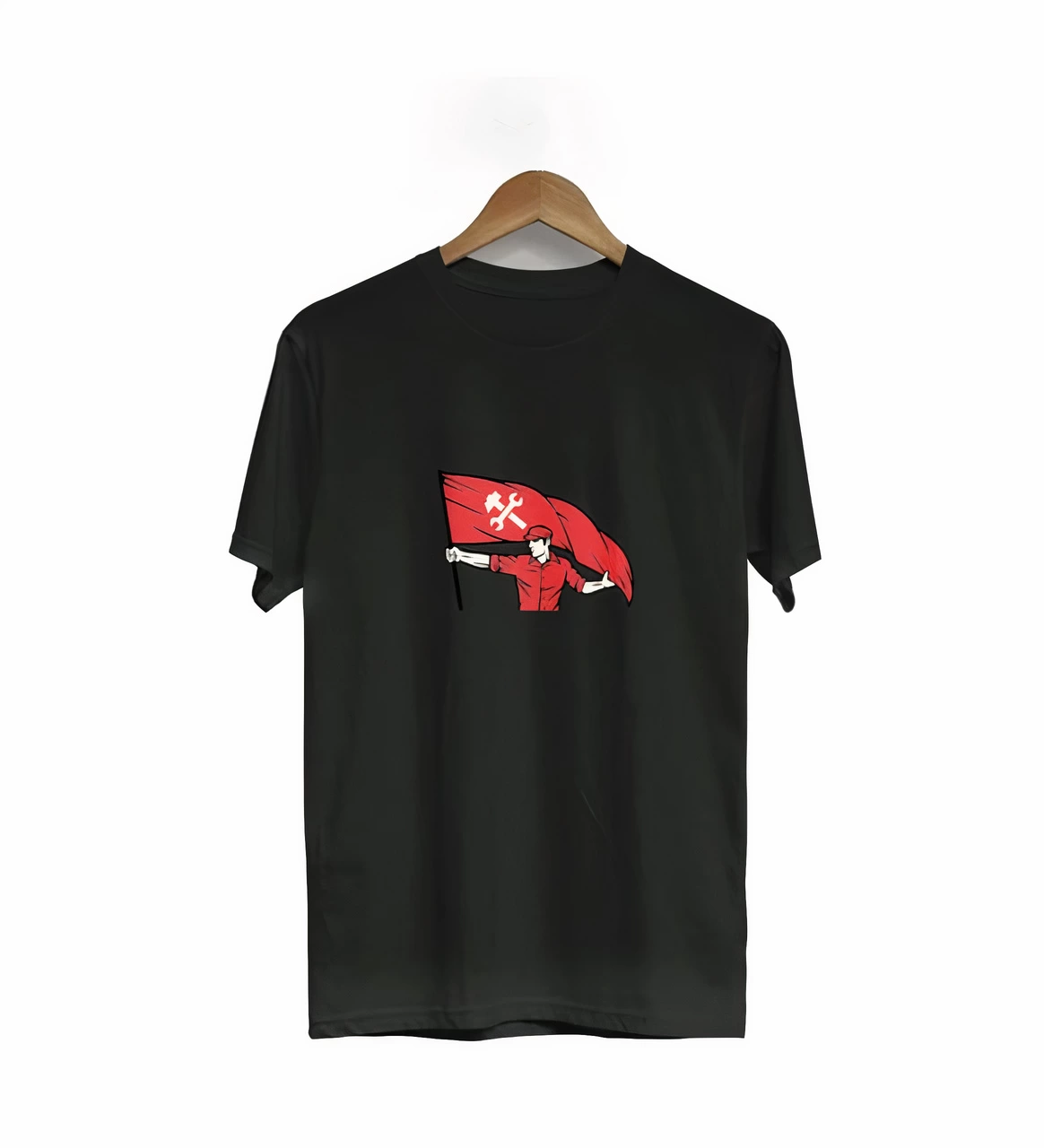 1 Mayıs Emekçilerimiz İçin Özel Tasarım raklı Emekçi Baskılı T-shirt - Siyah -