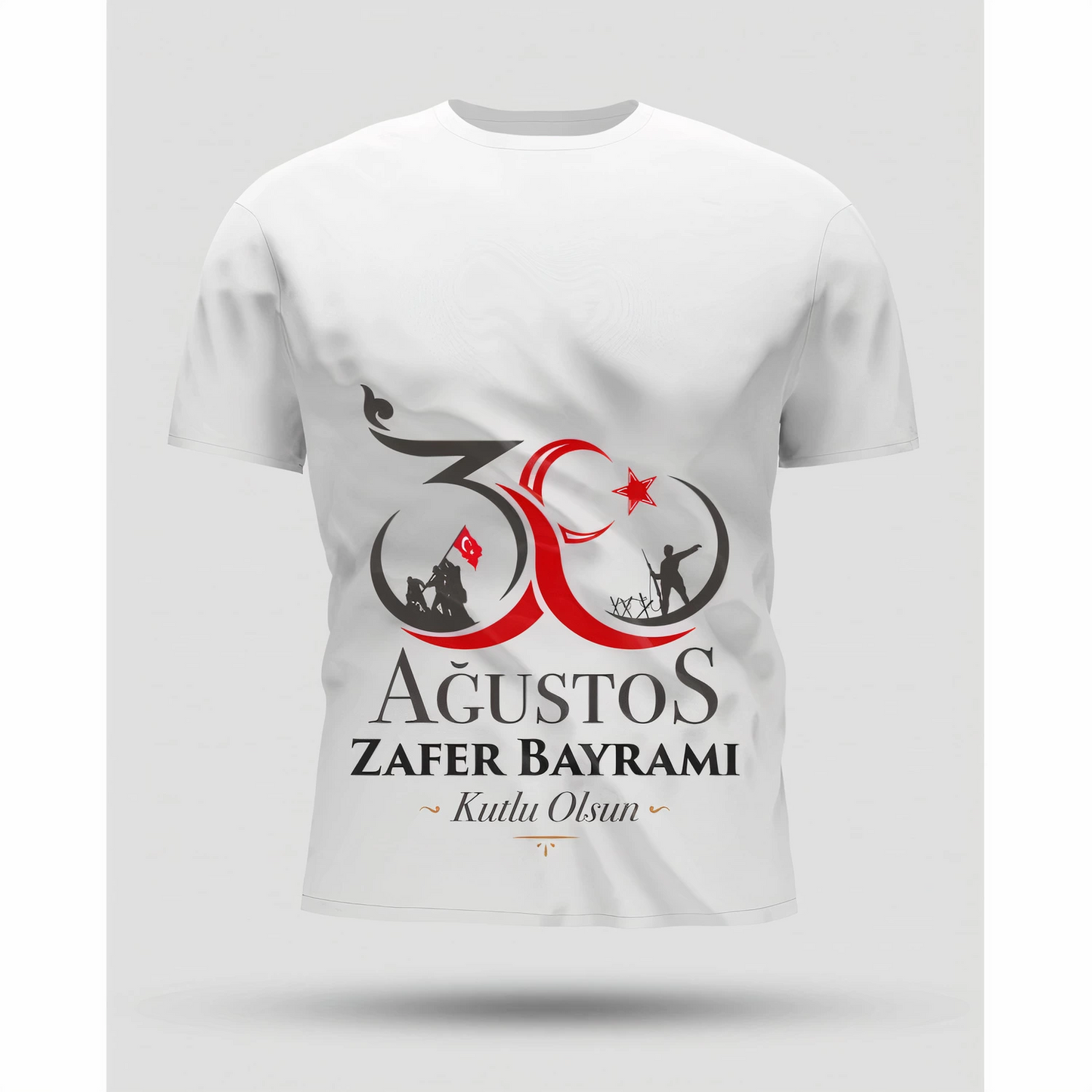 30 Ağustos Oversize Baskılı T-shirt - Beyaz -