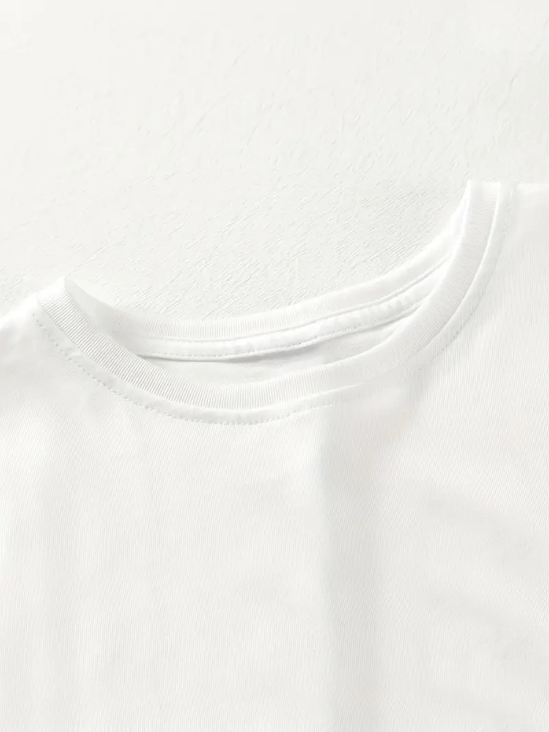 20/1 Penye Compack Gülücük Baskılı Oversize Bisiklet Yaka Kısa Kol Yazlık T-shirt - Beyaz -