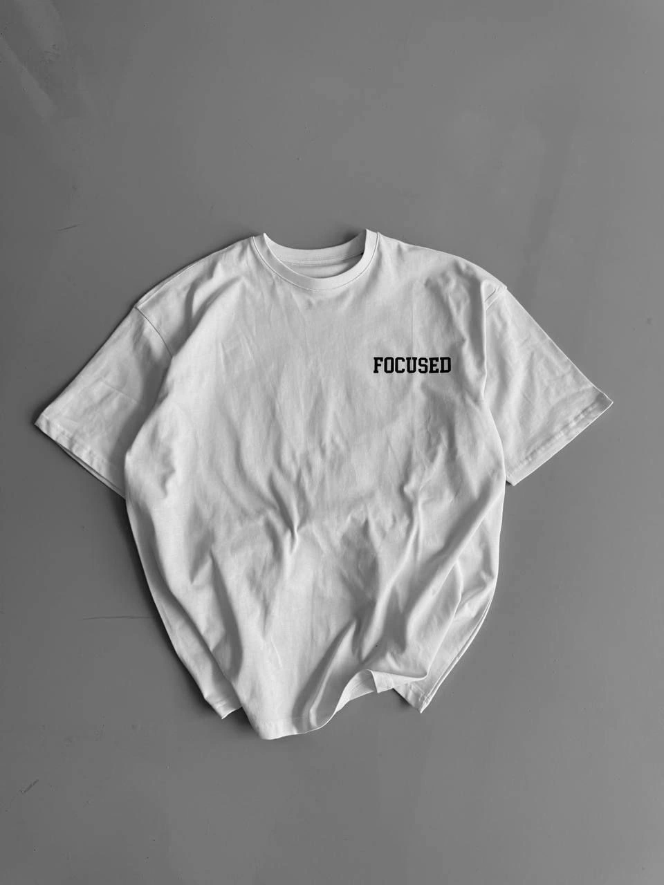 20/1 Penye Compack Baskılı Oversize Bisiklet Yaka Kısa Kol Yazlık T-shirt - Beyaz -