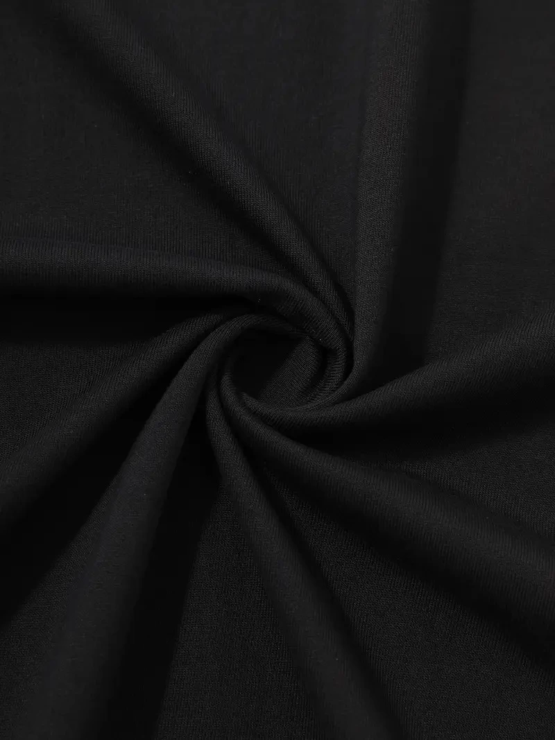 20/1 Penye Compack Palmiye Baskılı Oversize Bisiklet Yaka Kısa Kol T-shirt - Siyah -