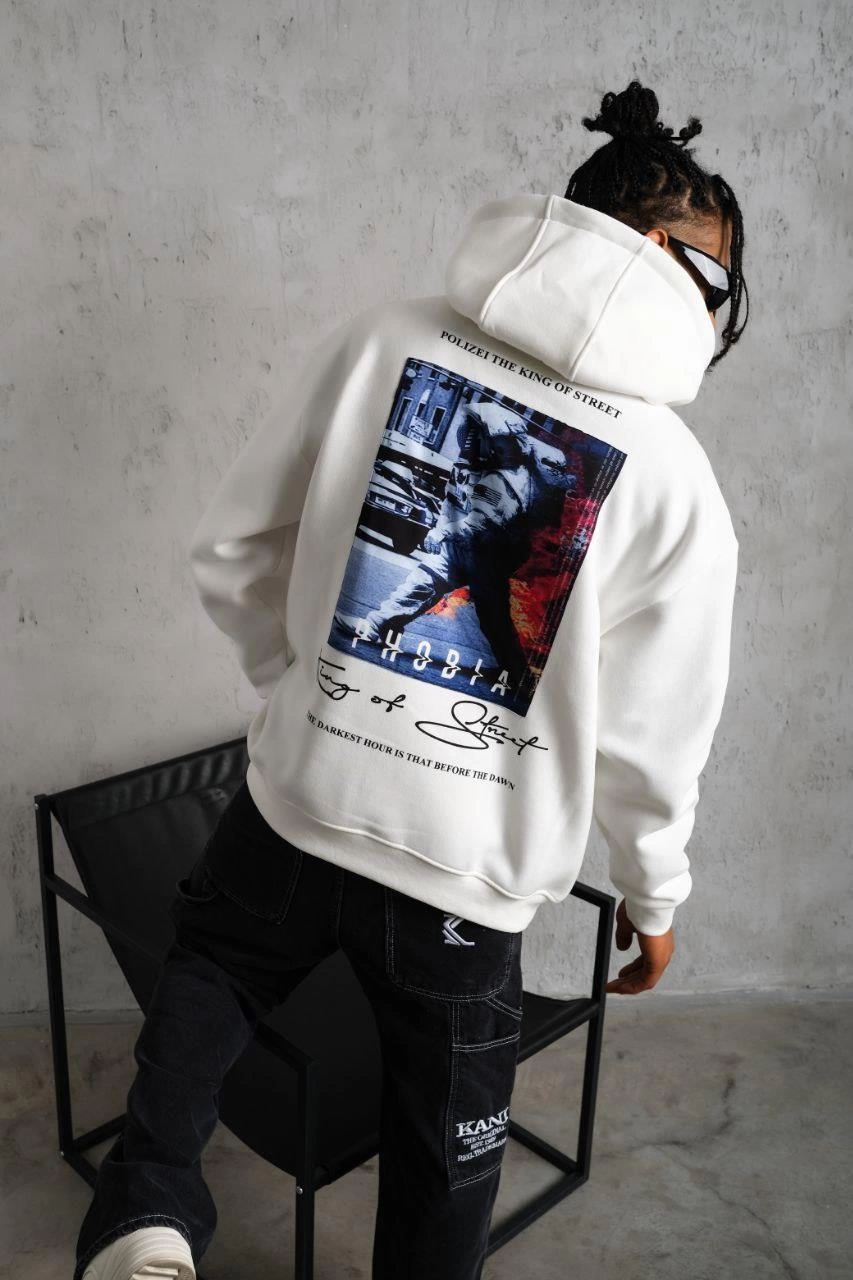 Astronot Baskılı Kapüşonlu Sweat - Beyaz -