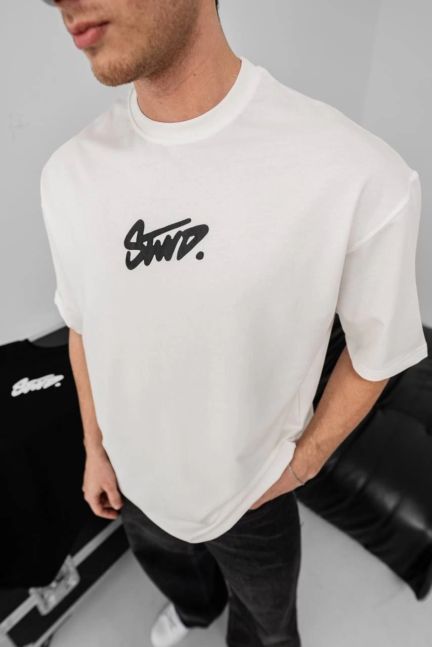 Baskılı Oversize T-shirt - Beyaz -