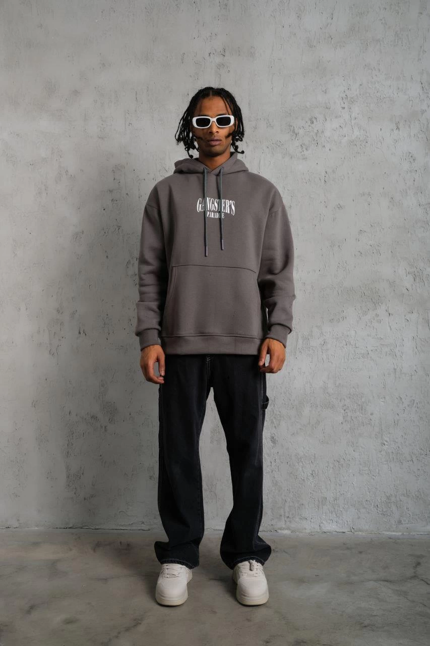 Paradise Baskılı Kapüşonlu Sweat - Gri
