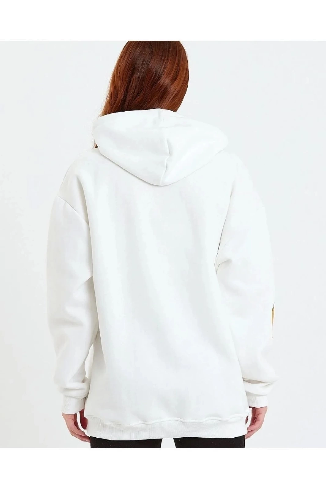 Baskılı Kapüşonlu Sweatshirt - Beyaz -