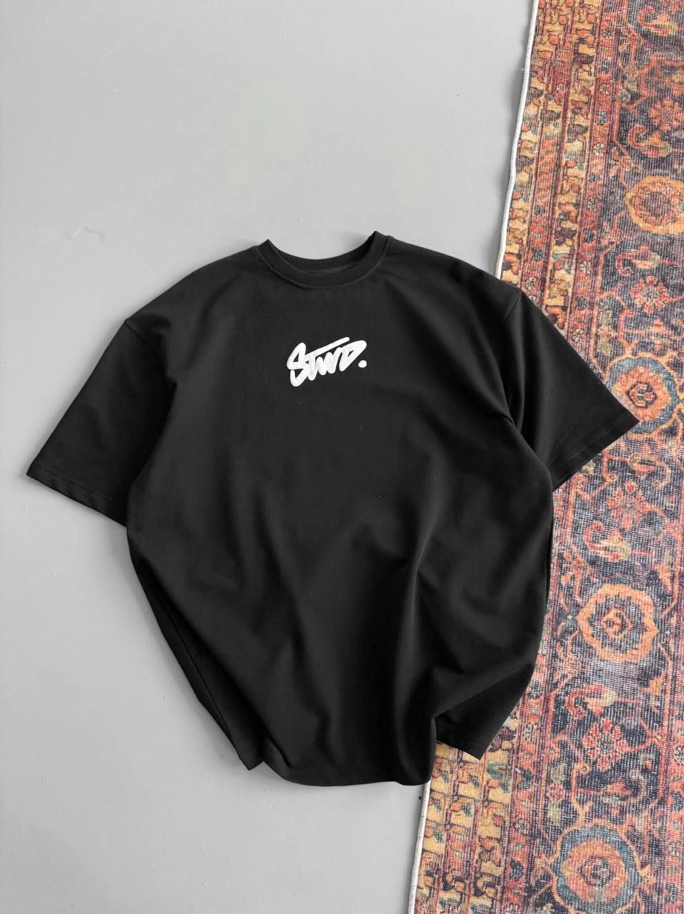 Baskılı Oversize T-shirt - Siyah -