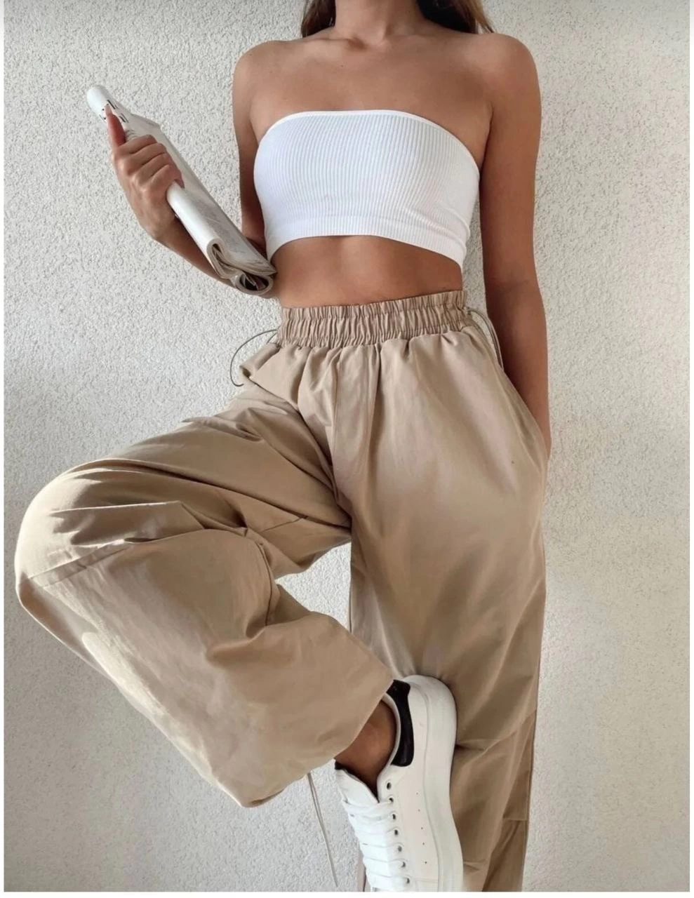 Cepli Paraşut Pantalon - Bej -