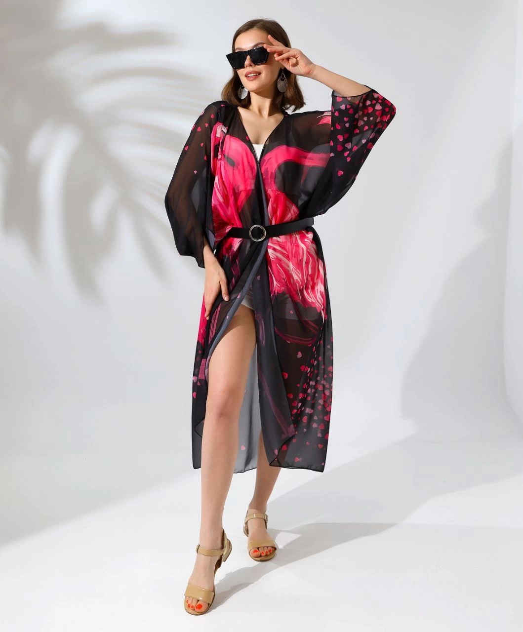 Rahat Kesim Şifon Kimono - Siyah -
