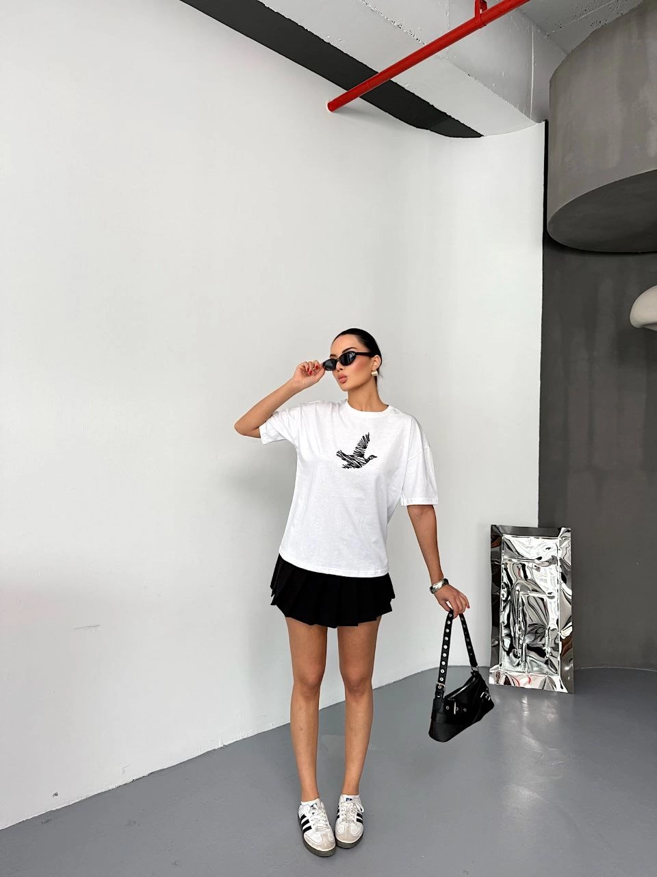 Kısa Kol Baskılı T-shirt - Beyaz -