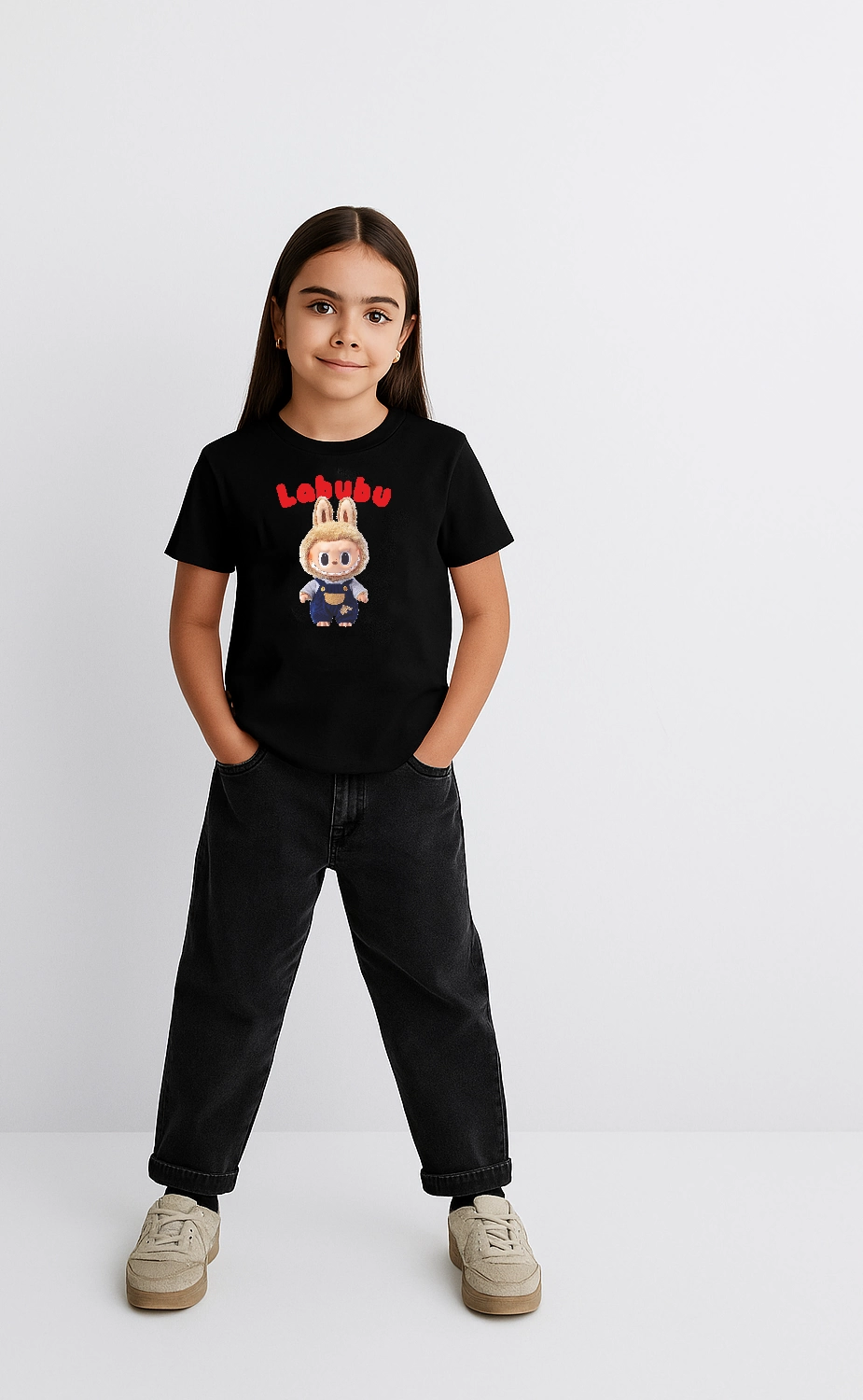 Labubu Baskılı T-Shirt - Beyaz -