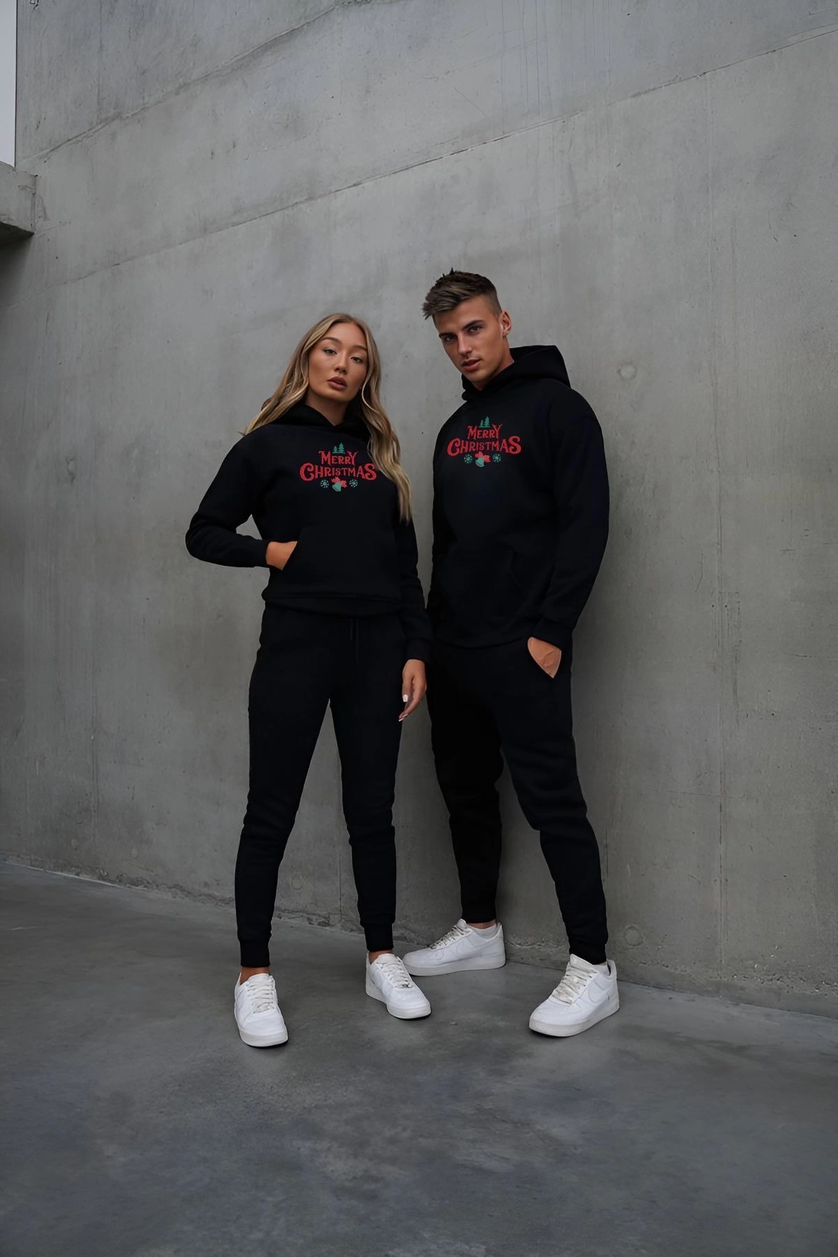 Merry Chrıstmas Sweatshirt Hodie - Siyah -