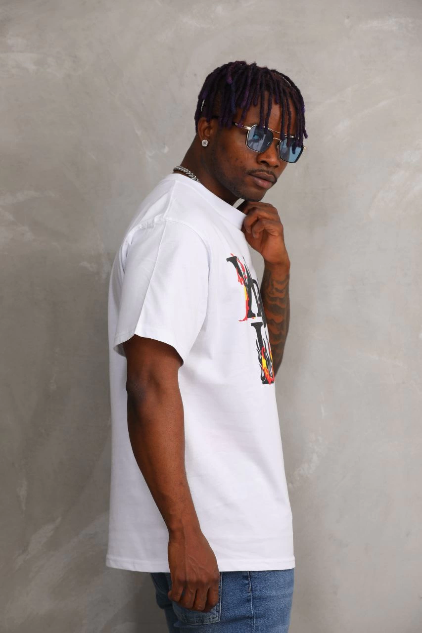 Baskılı Oversize T-Shirt - Beyaz -