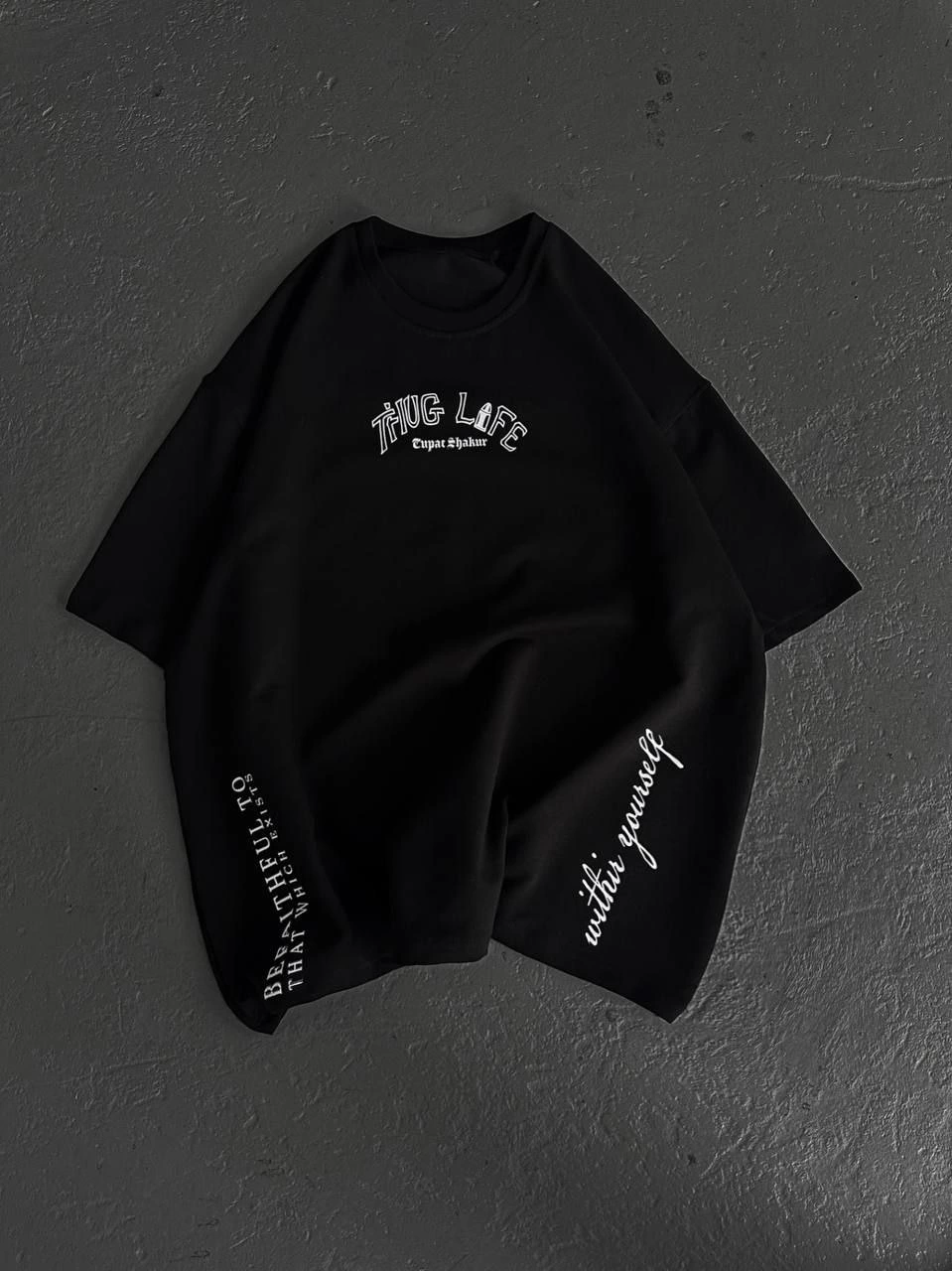 Baskılı Oversize T-Shirt - Siyah -