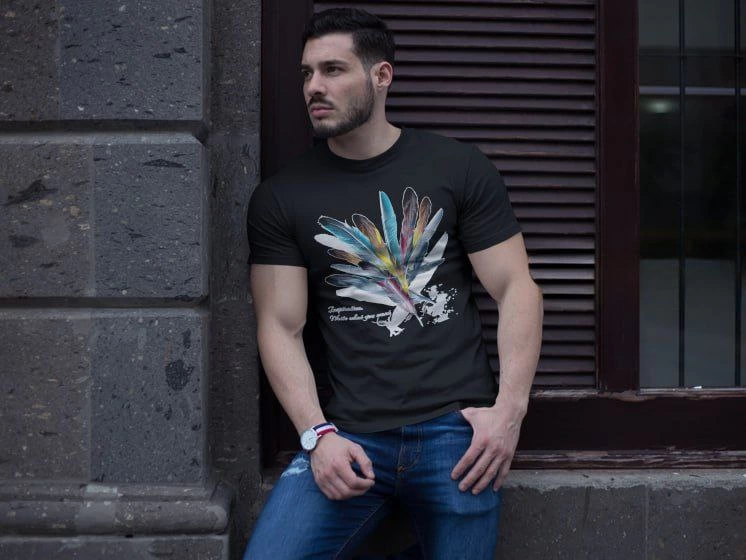 Bisiklet Yaka Baskılı Oversize T-Shirt - Siyah -