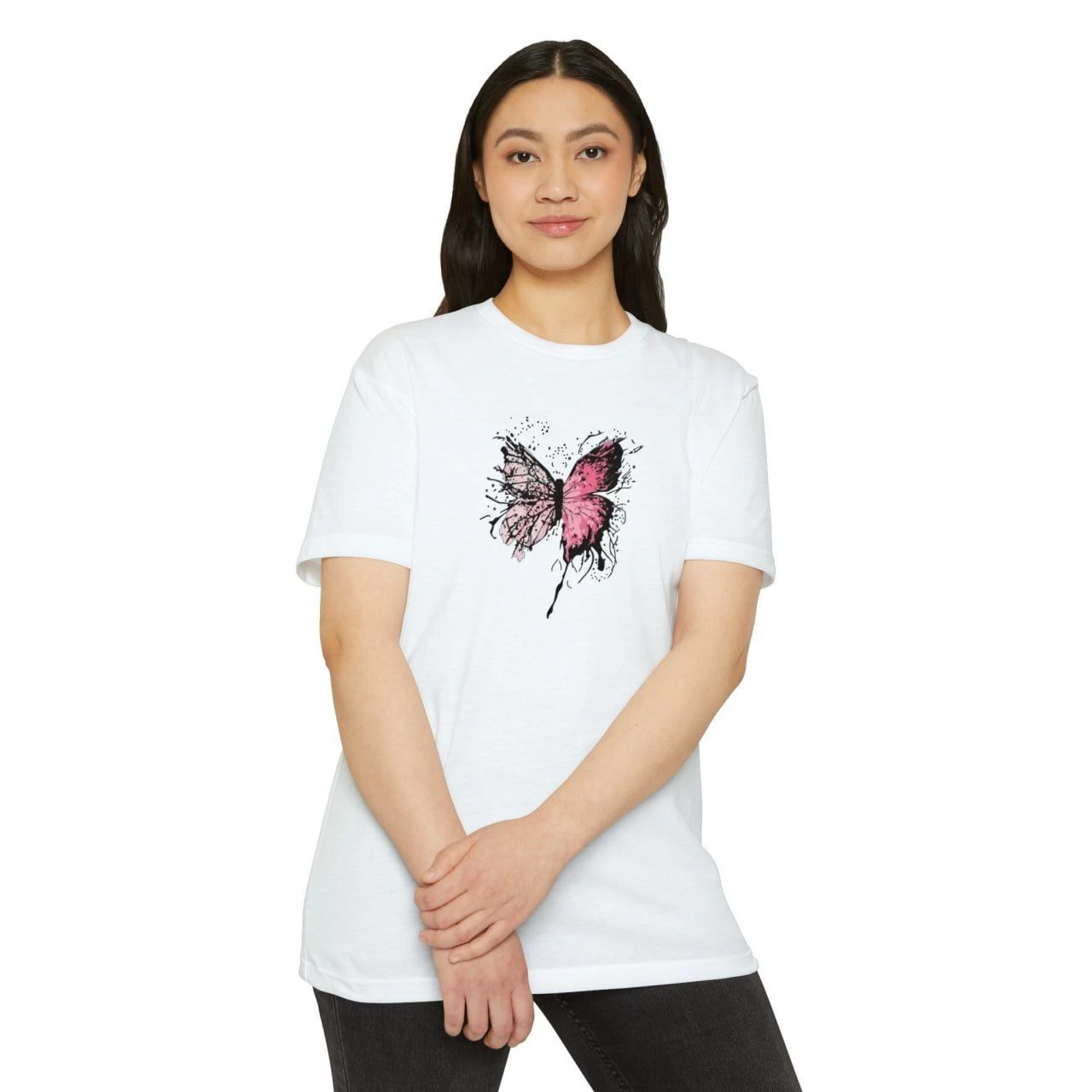 Bisiklet Yaka Baskılı T-Shirt - Beyaz -