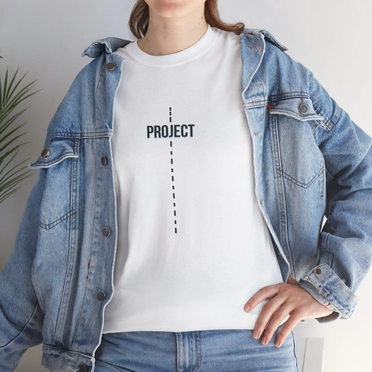 Bisiklet Yaka Baskılı T-Shirt - Beyaz -