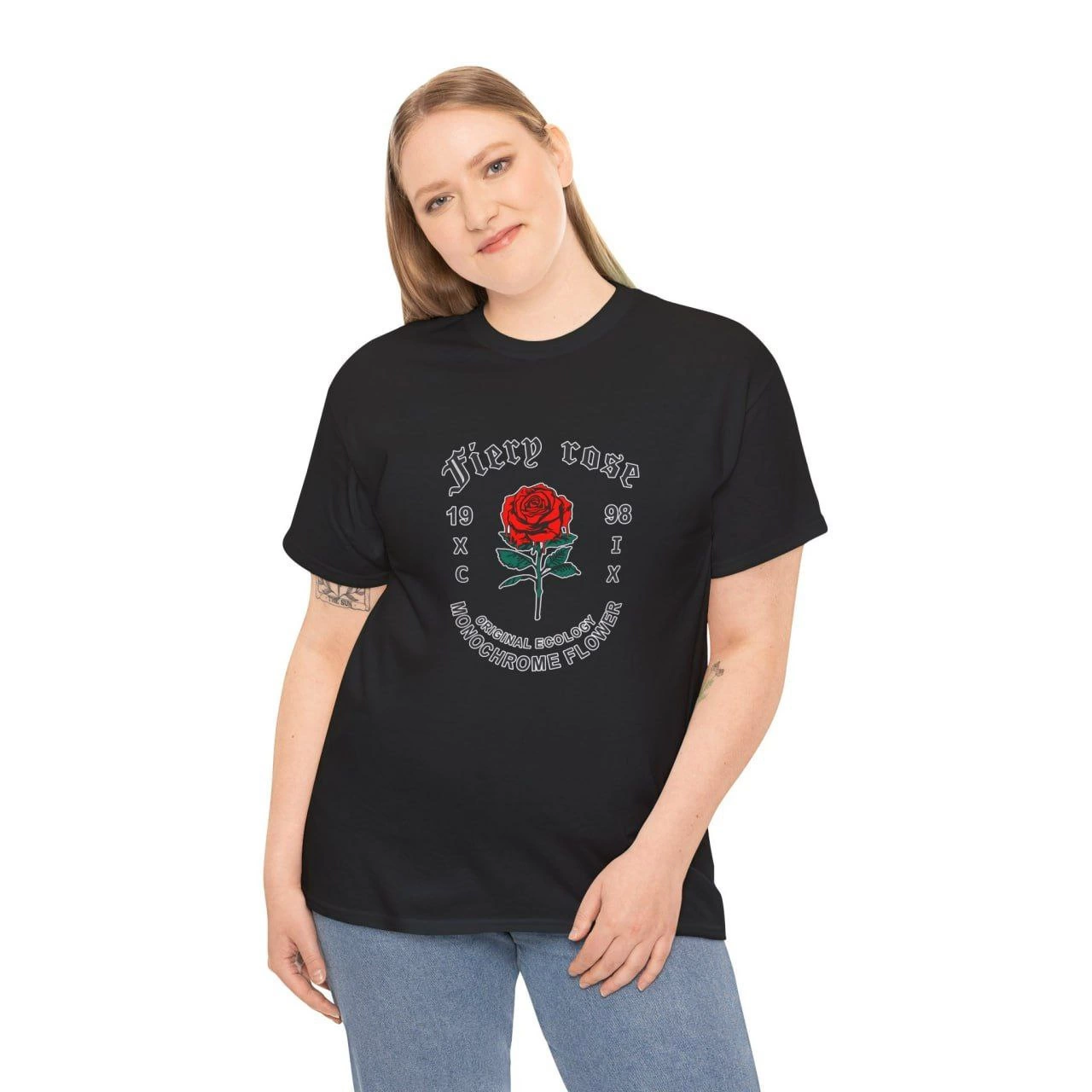 Bisiklet Yaka Baskılı T-Shirt - Siyah -