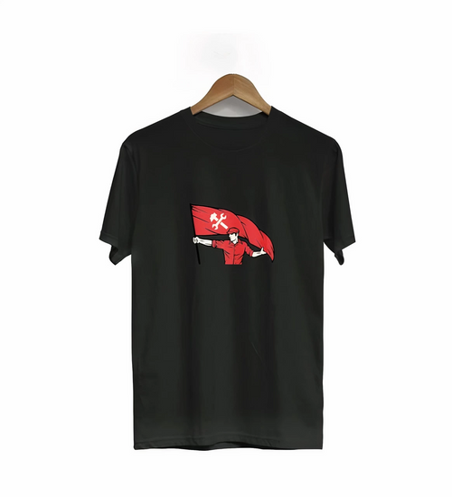 1 Mayıs Emekçilerimiz İçin Özel Tasarım  raklı Emekçi Baskılı T-shirt - Siyah -
