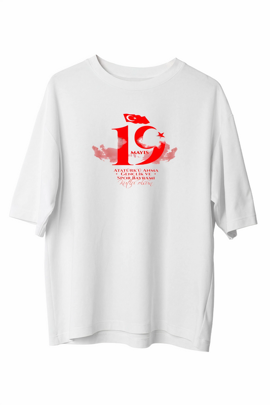 19 Mayıs   Baskılı T-shirt - Beyaz -