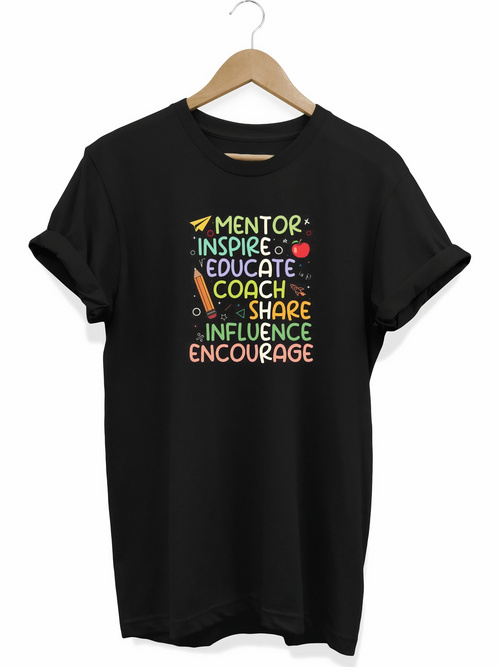24 Kasım Öğretmenler Günü Baskılı T-shirt - Siyah -