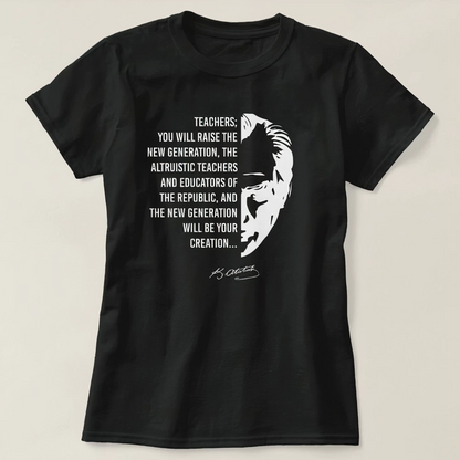 24 Kasım Öğretmenler Günü Baskılı T-shirt - Siyah -