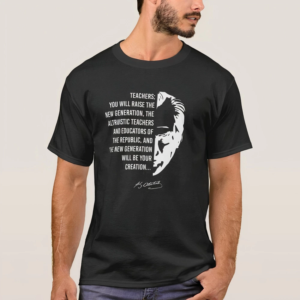 24 Kasım Öğretmenler Günü Baskılı T-shirt - Siyah -