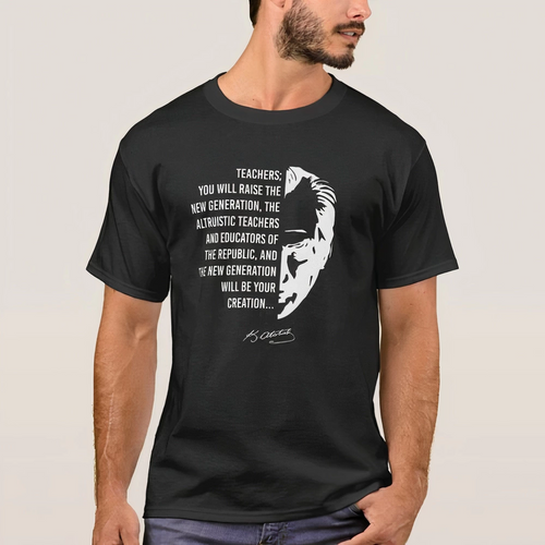 24 Kasım Öğretmenler Günü Baskılı T-shirt - Siyah -
