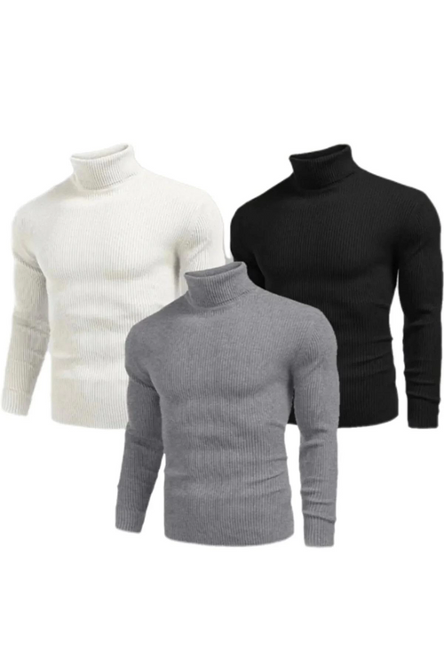 3 Adet   Kaşkorse Boğazlı Full Likralı Fitilli Body Kazak