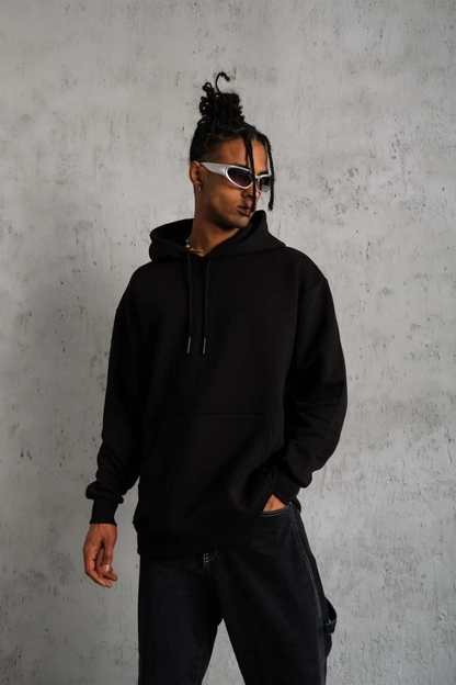 3 İplik Kapşonlu Sweatshirt hoodie - Siyah