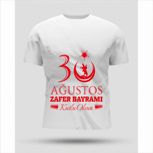30 Ağustos Zafer Bayramı Baskılı Oversize Bisiklet Yaka T-shirt - Beyaz
