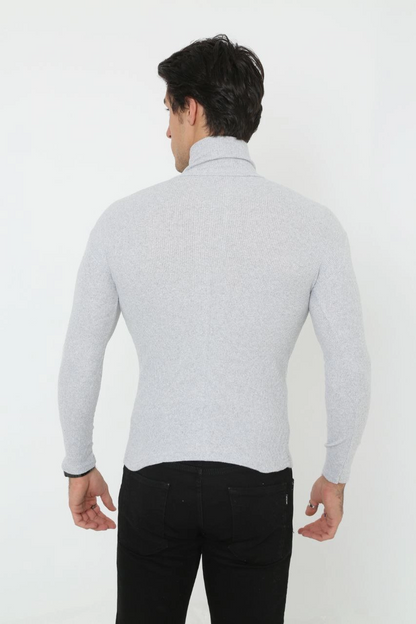 Erkek Fitilli Kaşkorse Kumaş Boğazlı Full Likralı Slimfit Body - Gri