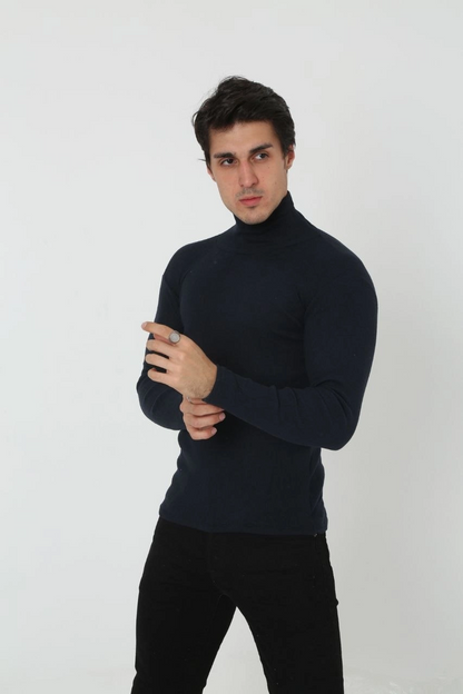 Erkek Fitilli Kaşkorse Kumaş Boğazlı Full Likralı Slimfit Body - Siyah