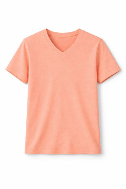 Genç Kız Çocuk V Yaka Tişört Model - Toz Pembe
