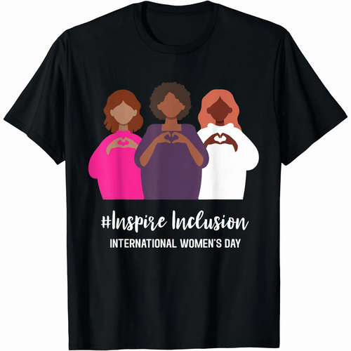 8 Mart Dünya  lar Günü İçin Özel Baskılı T-shirt - Siyah -