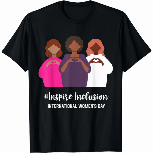 8 Mart Dünya  lar Günü İçin Özel Baskılı T-shirt - Siyah -