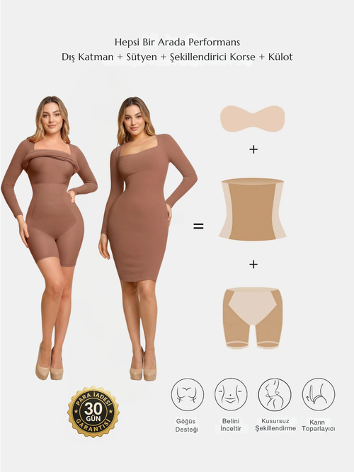 Üçlü Destekli Toparlayıcı Elbise