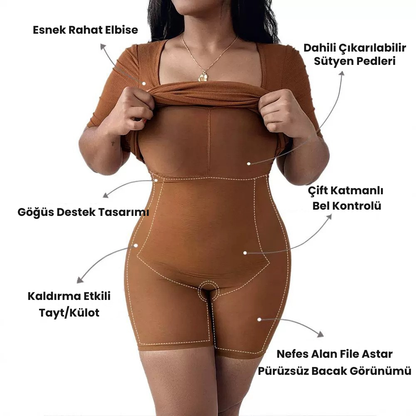 Üçlü Destekli Toparlayıcı Elbise