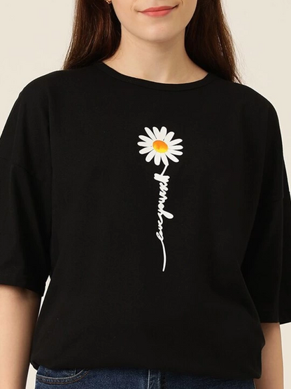 Baskılı   T-shirt - Siyah -