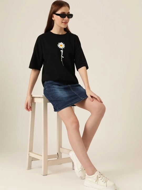 Baskılı   T-shirt - Siyah -