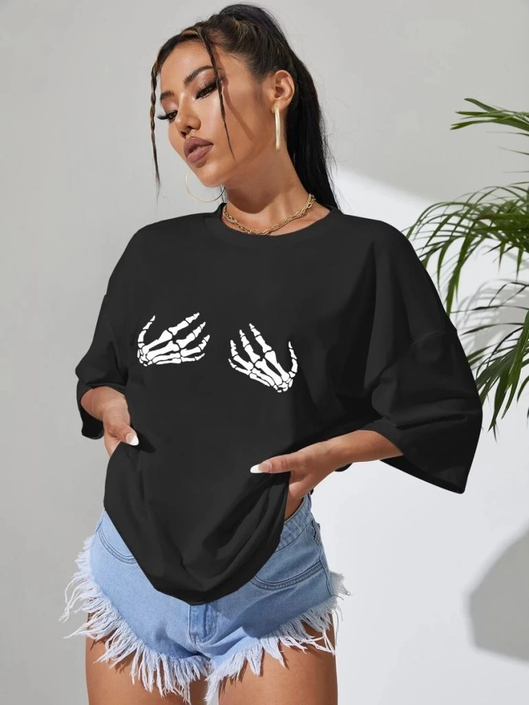 Baskılı   T-shirt - Siyah -