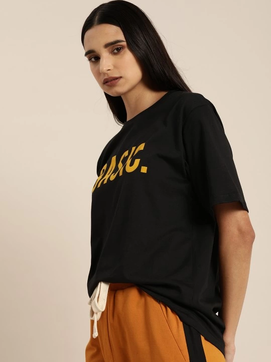 Baskılı   T-shirt - Siyah -