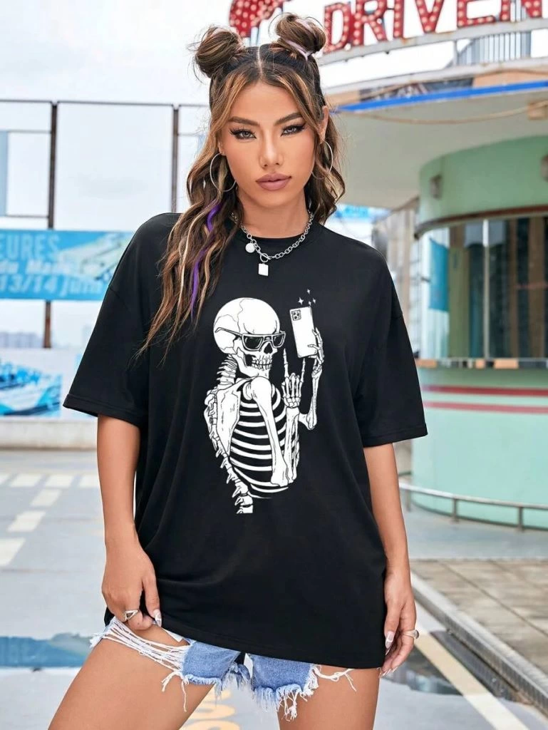 Baskılı   T-shirt - Siyah -