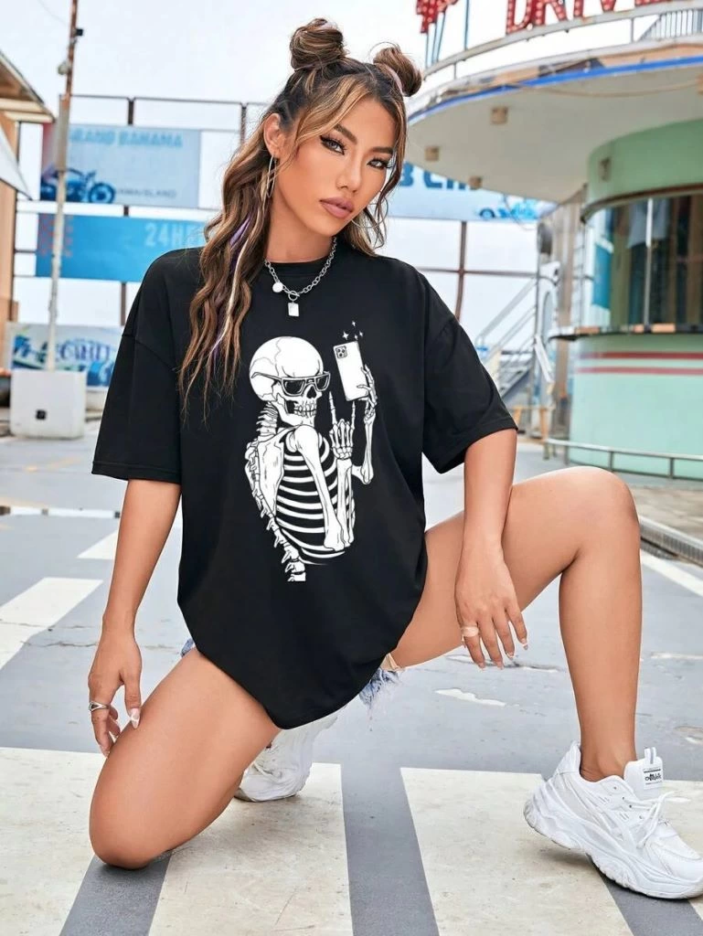 Baskılı   T-shirt - Siyah -