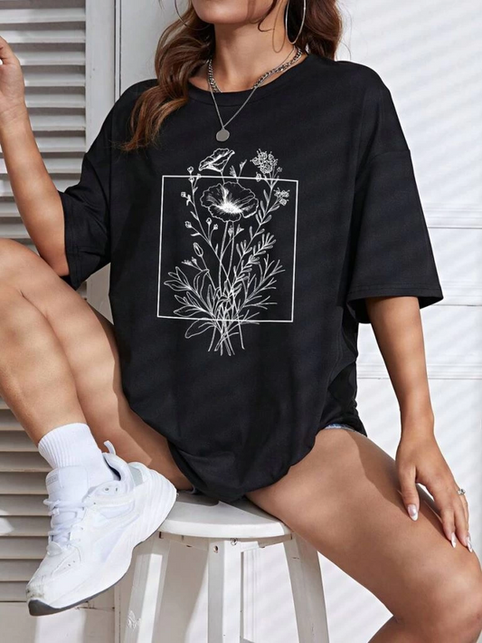 Baskılı   T-shirt - Siyah -