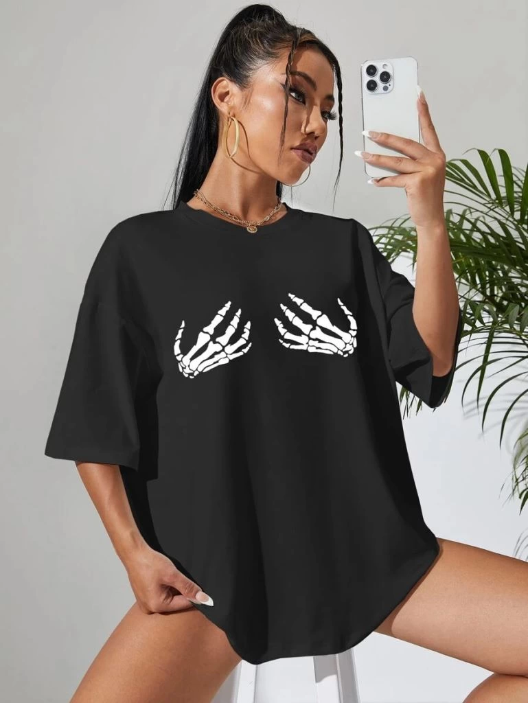 Baskılı   T-shirt - Siyah -