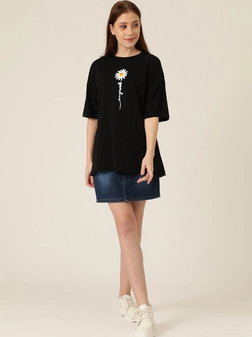 Baskılı   T-shirt - Siyah -
