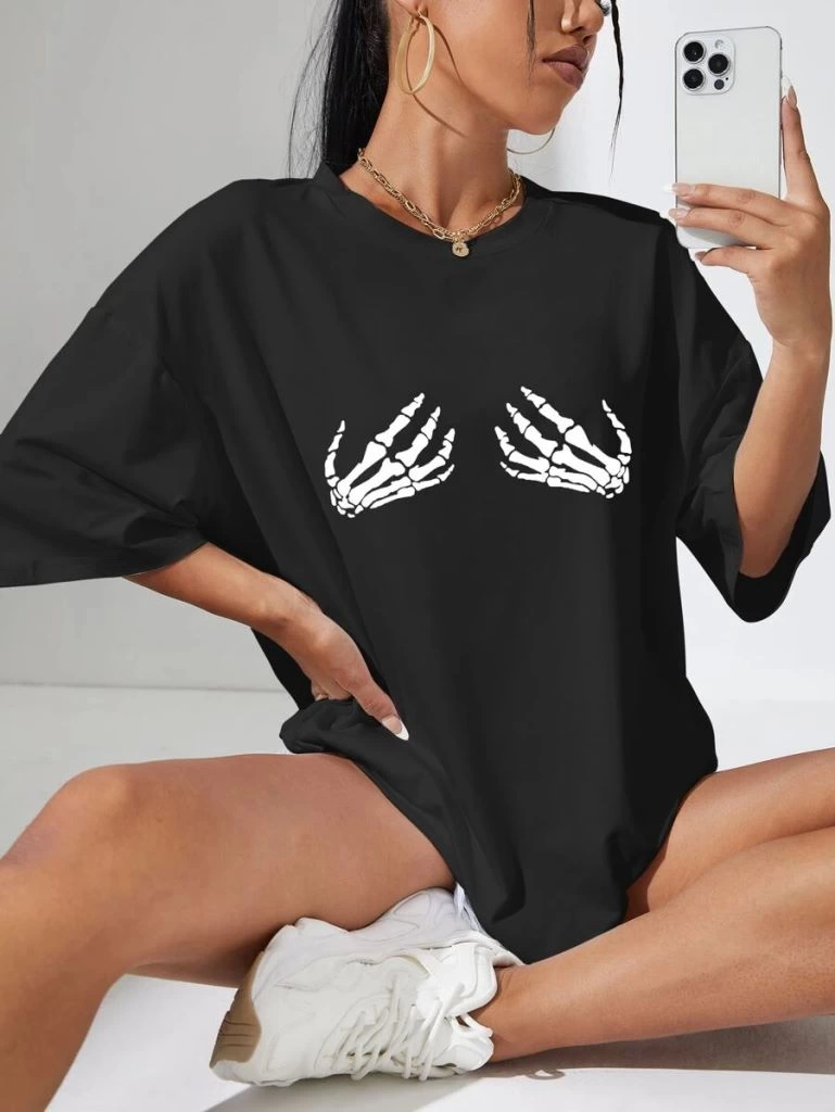 Baskılı   T-shirt - Siyah -