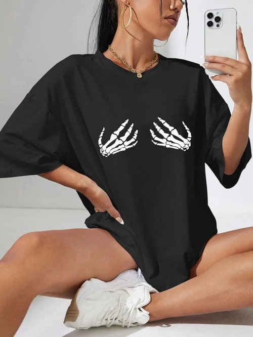 Baskılı   T-shirt - Siyah -