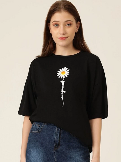 Baskılı   T-shirt - Siyah -