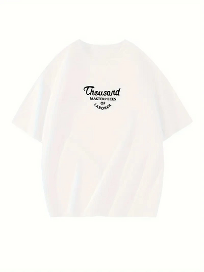 Thousand Ön Arka Baskılı Oversize Bisiklet Yaka T-shirt - Beyaz -